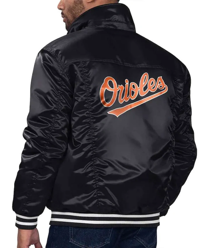 Baltimore Orioles Black Silver Tab Trucker Satin Jacket Baltimore Orioles Black Silver Tab Trucker Satin Jacket product image