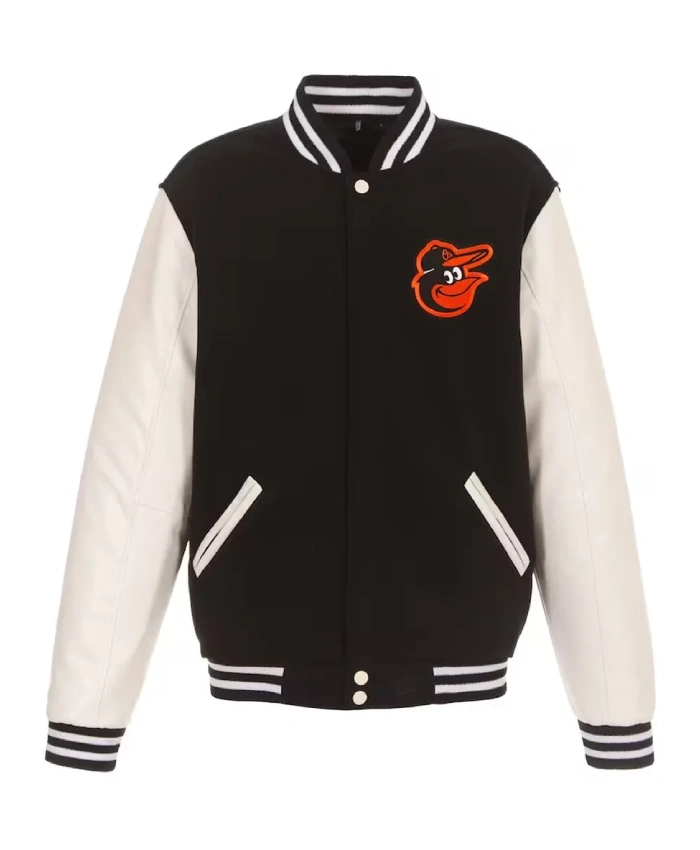 Baltimore Orioles Varsity White and Black Jacket Baltimore Orioles Varsity White and Black Jacket product image