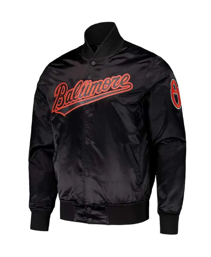 Baltimore Orioles Wordmark Black Satin Jacket Baltimore Orioles Wordmark Black Satin Jacket product image