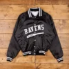 Baltimore Ravens 80?s Bomber Black Satin Jacket product image