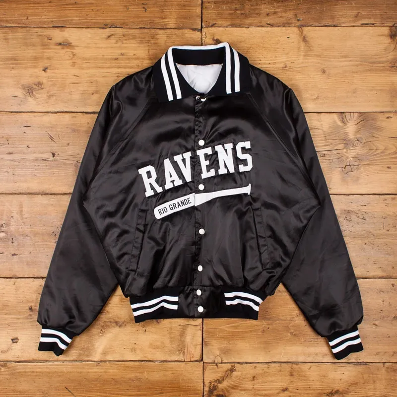 Baltimore Ravens 80?s Bomber Black Satin Jacket Baltimore Ravens 80?s Bomber Black Satin Jacket product image