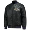 Baltimore Ravens Black Leather Bomber Jacket product image