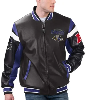 Baltimore Ravens Black Varsity Full-Zip Leather Jacket product image
