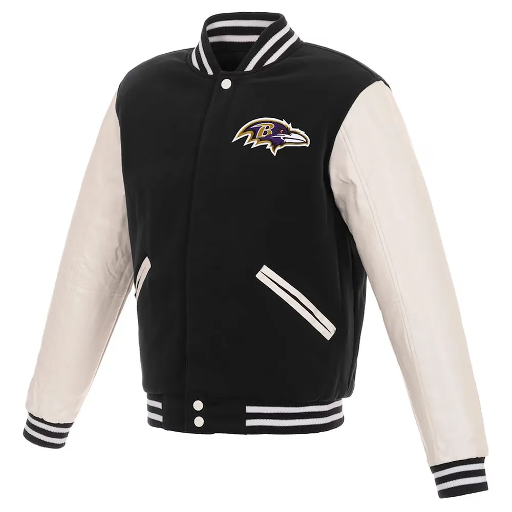 Baltimore Ravens Black and White Varsity Jacket Baltimore Ravens Black and White Varsity Jacket product image