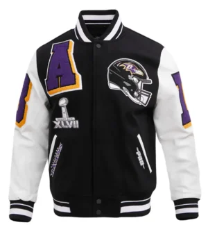 Baltimore Ravens Mashup Black and White Varsity Jacket product image