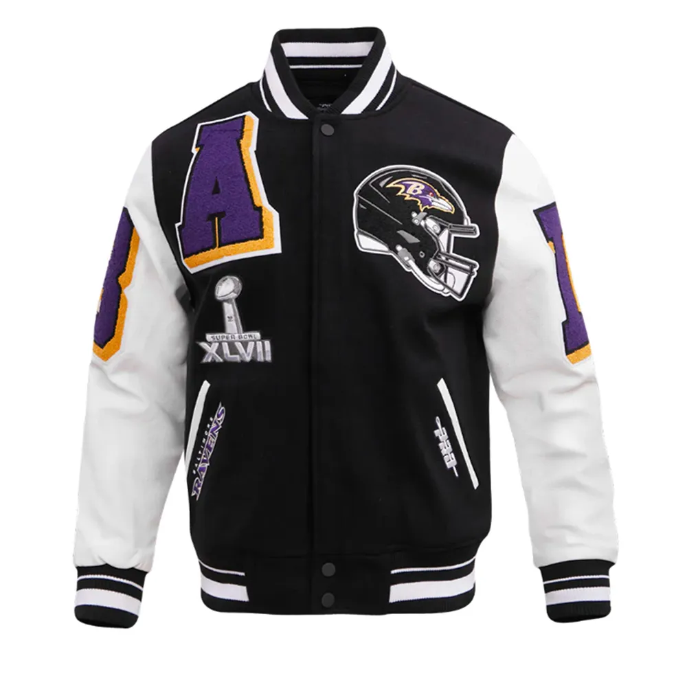 Baltimore Ravens Mashup Black and White Varsity Jacket Baltimore Ravens Mashup Black and White Varsity Jacket product image