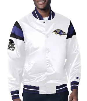 Baltimore Ravens Midweight White Satin Jacket product image