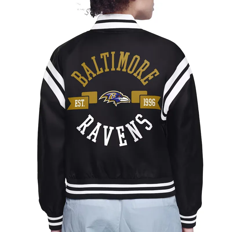 Baltimore Ravens Printed Logo Varsity Satin Jacket Baltimore Ravens Printed Logo Varsity Satin Jacket product image