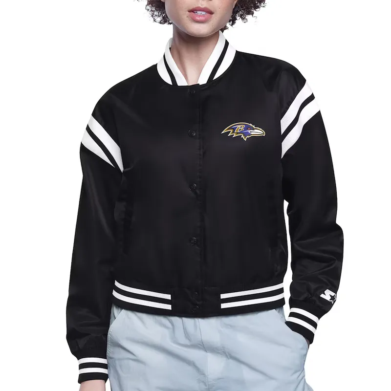 Baltimore Ravens Printed Logo Varsity Satin Jacket Baltimore Ravens Printed Logo Varsity Satin Jacket product image