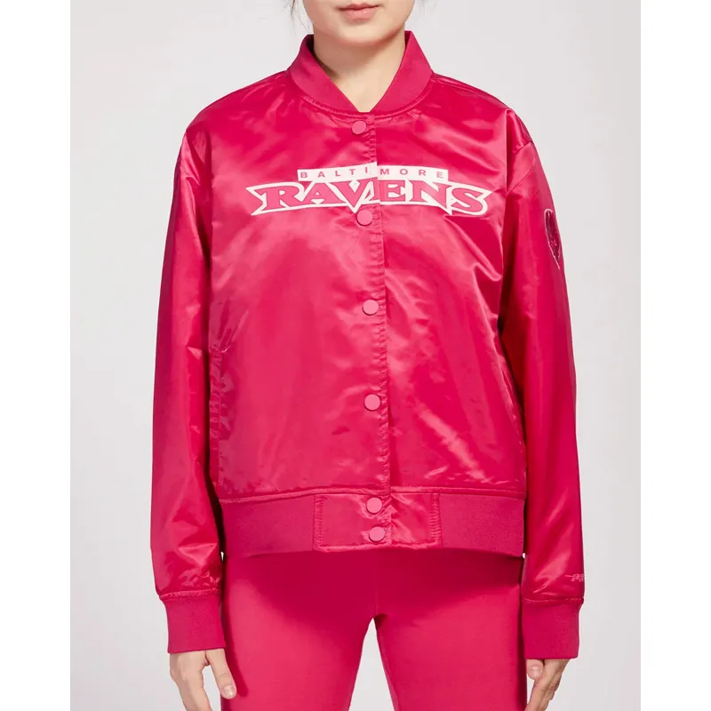 Baltimore Ravens Triple Pink Satin Jacket Baltimore Ravens Triple Pink Satin Jacket product image