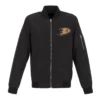 Black Anaheim Ducks Nylon Lightweight Full-Zip Bomber Jacket product image