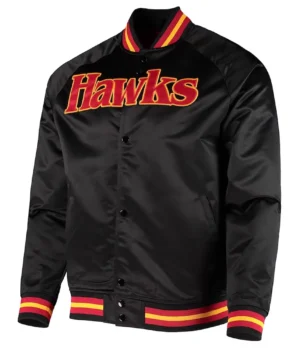 Black Atlanta Hawks Hardwood Classics Satin Jacket product image