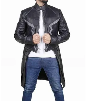 Black Bolt Inhumans Mid Length Leather Coat product image