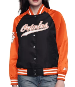 Black/Orange Baltimore Orioles Home Run Varsity Satin Jacket product image