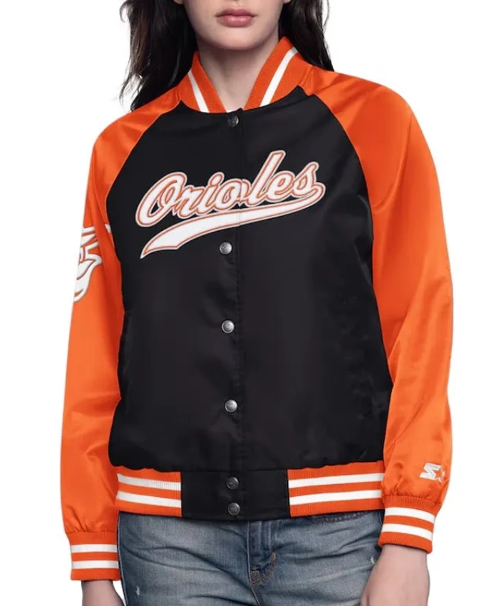 Black/Orange Baltimore Orioles Home Run Varsity Satin Jacket Black/Orange Baltimore Orioles Home Run Varsity Satin Jacket product image