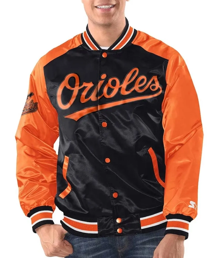 Black/Orange Baltimore Orioles Renegade Varsity Satin Jacket Black/Orange Baltimore Orioles Renegade Varsity Satin Jacket product image