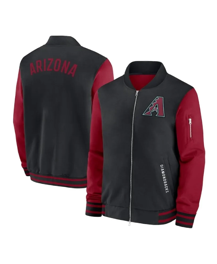 Arizona Diamondbacks Collection Dugout Black/Red Bomber Jacket Arizona Diamondbacks Collection Dugout Black/Red Bomber Jacket product image