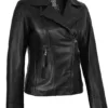 Women's Black Asymmetrical Biker Style Leather Jacket Women's Black Asymmetrical Biker Style Leather Jacket product image