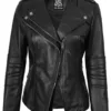 Monica Women's Black Asymmetrical Leather Jacket product image