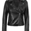 Kirsten Women's Black Asymmetrical Leather Biker Style Jacket product image
