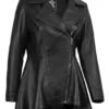 Clarissa Womens Black Asymmetrical Peplum Leather Jacket product image
