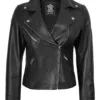 Women's Black Asymmetrical Real Leather Biker Style Jacket product image