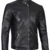 Carrie Men's Black Cafe Racer Leather Jacket Carrie Men's Black Cafe Racer Leather Jacket product image