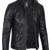 Carrie Men's Black Cafe Racer Leather Jacket Carrie Men's Black Cafe Racer Leather Jacket product image