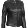 Amy Women's Black Cafe Racer Leather Jacket Amy Women's Black Cafe Racer Leather Jacket product image