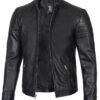 Carrie Men's Black Cafe Racer Leather Jacket product image