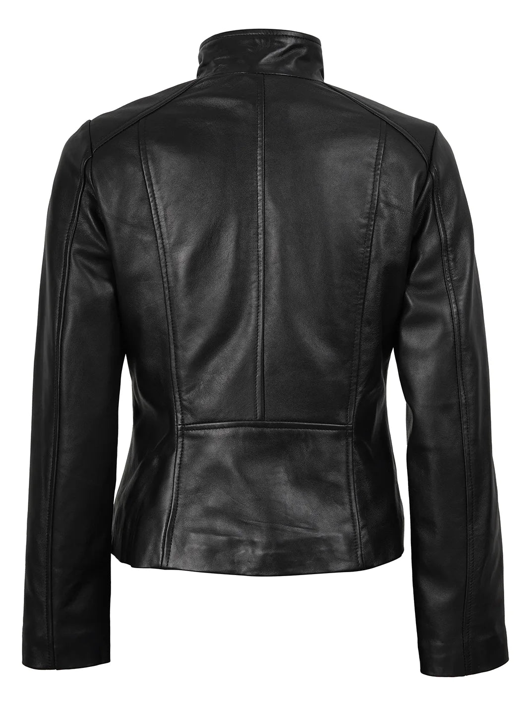 Arezzo Black Flap Closure Cafe Racer Leather Jacket Arezzo Black Flap Closure Cafe Racer Leather Jacket product image