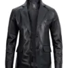 Mens Real Lambskin Black Leather Blazer product image