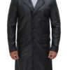 Men's Long Black Real Cowhide Leather Trench Coat product image