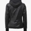 Tralee Women's Black Hooded Leather Jacket product image