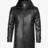 Men's 3/4 Black Real Leather Coat With Fur Collar product image