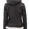 Womens Shearling Dark Brown Bomber Leather Jacket with Removable Hood product image