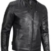 Vermont Men's Black Biker Style Leather Jacket product image