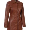 Tall Kandis Women's Cognac Brown Leather Car Coat product image