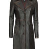 Bryson Women's Rub Off Dark Brown Leather Long 3/4 Coat product image