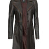 Bryson Women's Rub Off Dark Brown Leather Long 3/4 Coat product image