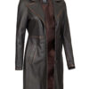 Bryson Women's Rub Off Dark Brown Leather Long 3/4 Coat product image