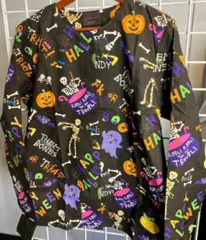 Bubble into the Trouble Halloween Scrub Jacket product image