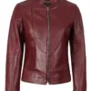 Amy Women's Maroon Leather Jacket product image