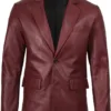 Men's Burgundy Real Leather Blazer product image