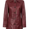 Kandis Women's Burgundy Real Leather Car Coat Kandis Women's Burgundy Real Leather Car Coat product image