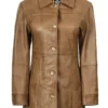 Kandis Womens Camel Brown Real Leather Car Coat product image