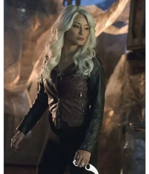 China White Arrow Striped Leather Jacket product image