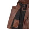 Cidra Women Asymmetrical Brown Hooded Leather Jacket product image