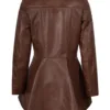 Clarissa Womens Cognac Brown Peplum Leather Jacket product image