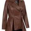 Clarissa Womens Cognac Brown Peplum Leather Jacket product image